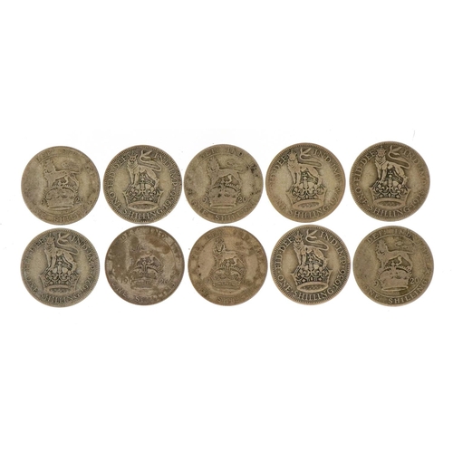 1936 - Ten George V shillings, approximately 54g