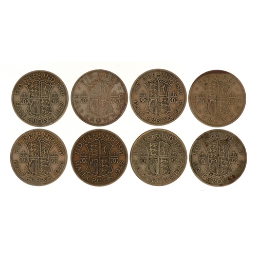 1937 - Eight George VI half crowns, approximately 112g