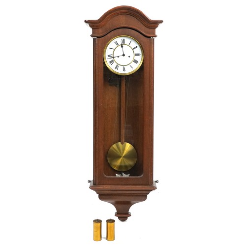 846 - Mahogany cased wall clock, 108cm high