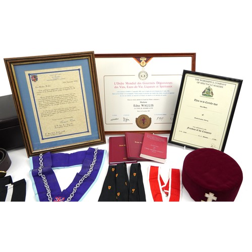 1949 - Masonic regalia including a robe, Knights Templar cross and sword with fitted case