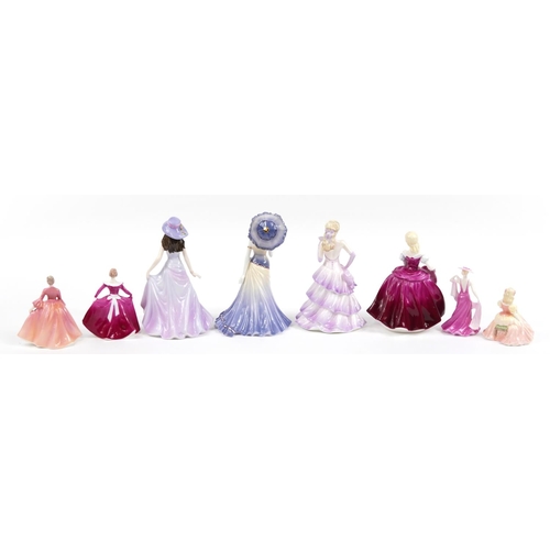 1095 - Eight Coalport figurines including Ladies of Fashion Carolyn, Emma, Bolero and Amanda, the largest 2... 