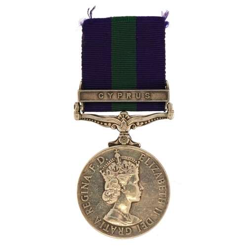 646 - British military Elizabeth II General Service medal with Cypress bar awarded to 23490098GNR.F.WALTER... 