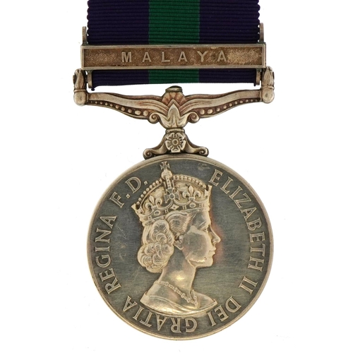 645 - British military Elizabeth II General Service medal with Malaya bar awarded to 22007469SIG.J.SCAIFE.... 