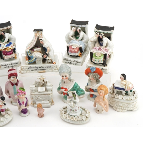 1150 - Victorian and later ceramics including half pin dolls and fairings, the largest 7.5cm wide