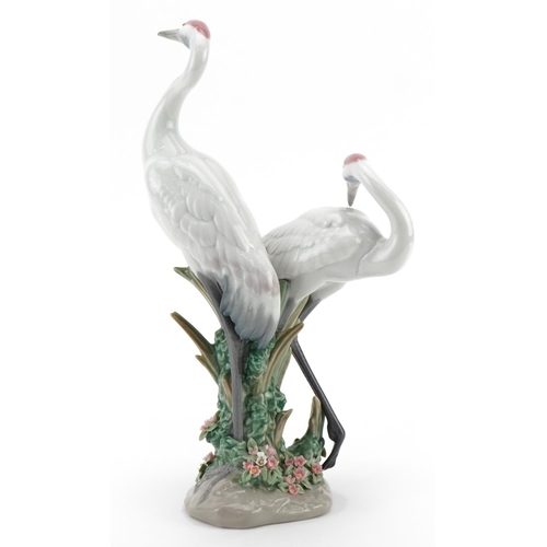 1100 - Lladro bird group of courting cranes numbered 1611, 27.5cm high