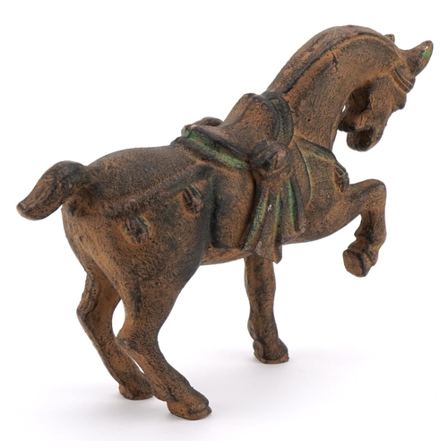 1163 - Chinese cast metal archaic style horse, 27.5cm in length