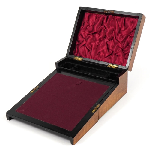 1147 - Victorian mahogany Tunbridge Ware style writing slope, 14cm H x 30cm W x 23cm D