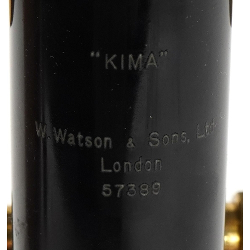 163 - W Watson & Sons of London, Victorian lacquered brass Kima adjustable botanical microscope with lense... 