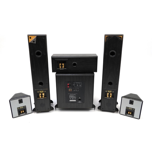 427 - Mordaunt Short 5.1 surround sound speaker system, some with boxes comprising pair of MS906 floor sta... 