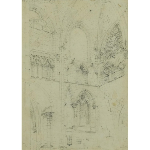 1470 - Architectural studies, set of three 19th century pencil drawings, one signed C H Lohr, each mounted,... 