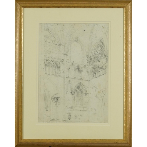 1470 - Architectural studies, set of three 19th century pencil drawings, one signed C H Lohr, each mounted,... 