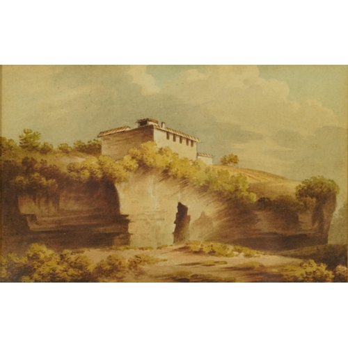 1560 - Attributed to John Warwick Smith - Continental landscape with villa, late 18th/early 19th century wa... 