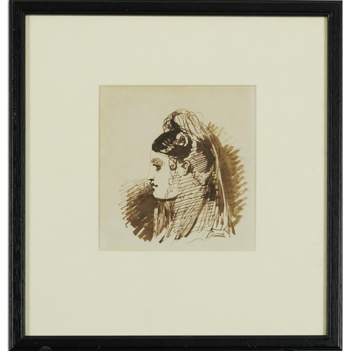 1570 - Louisa Anne, Marchioness of Waterford - Portrait of a lady, 19th century Pre-Raphaelite pen and ink,... 