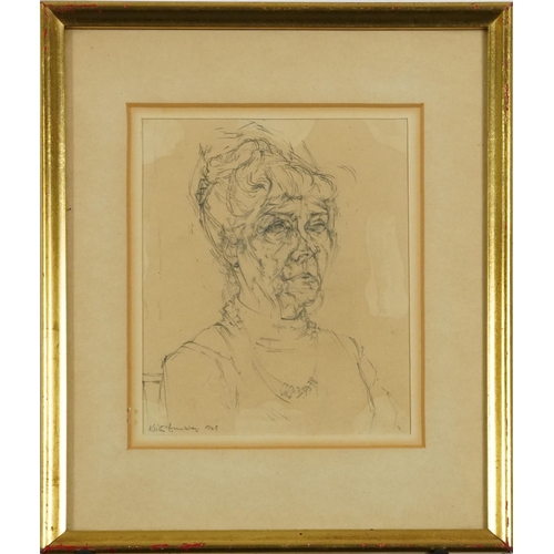 1573 - Keith Dunkley 1965 - Head and shoulders portrait of a female, 1960s pencil, mounted, framed and glaz... 