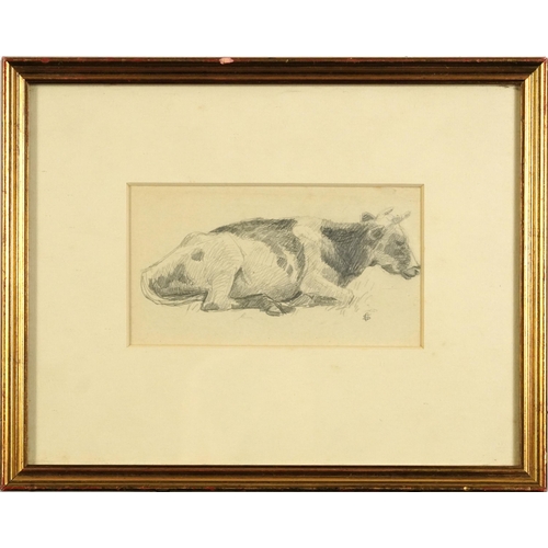 1618 - Study of a bull, pencil sketch with monogram S O, inscribed verso, Stanley Horton Ormerod, mounted, ... 