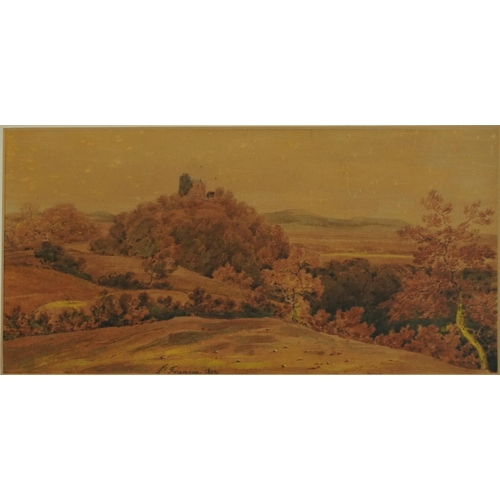 1631 - L Francia 1802 - Autumn landscape with trees, early 19th century watercolour, mounted, framed and gl... 