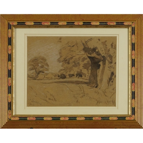 1567 - Harold Arthur Burke - Wooded landscapes, pair of heightened chalk and watercolours, each inscribed S... 