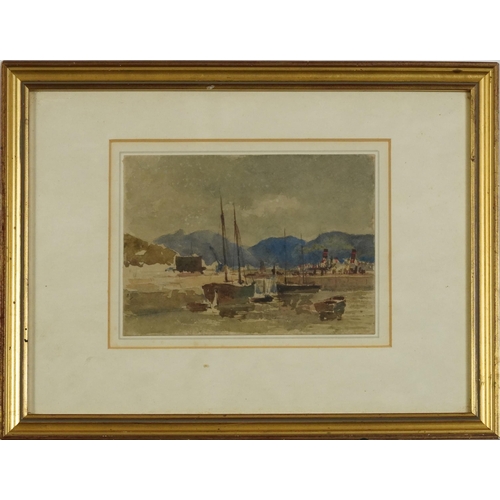 1629 - Vincent Philip Yglesias - Rothesay Harbour, late 19th/early 20th century watercolour, label verso, m... 