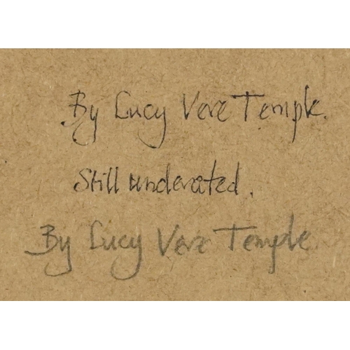 1465 - Lucy Vere Temple - Two chicks, charcoal, inscribed verso, mounted, framed and glazed, 23cm x 18cm ex... 