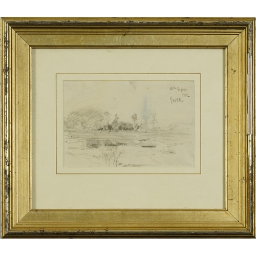 1623 - George Charles Haite 1898 - River study, late 19th century preliminary pencil sketch, inscribed vers... 