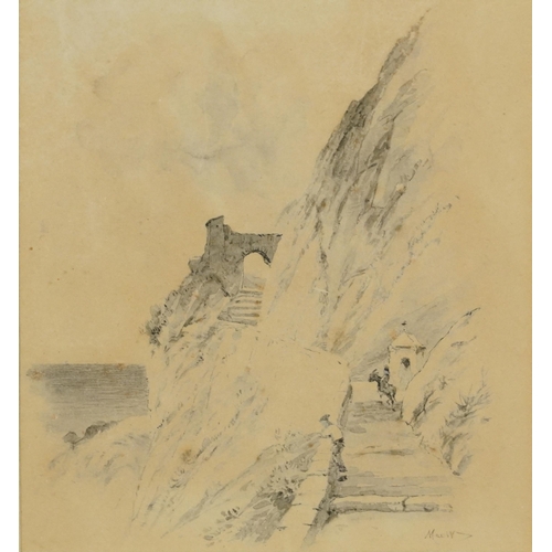 1647 - John MacWhirter - Entrance to Mola, Italy, late 19th/early 20th century Scottish ink and watercolour... 