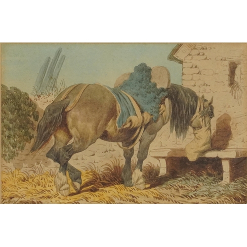 1653 - Attributed to John Augustus Atkinson - Study of a resting workhorse, early 19th century watercolour,... 