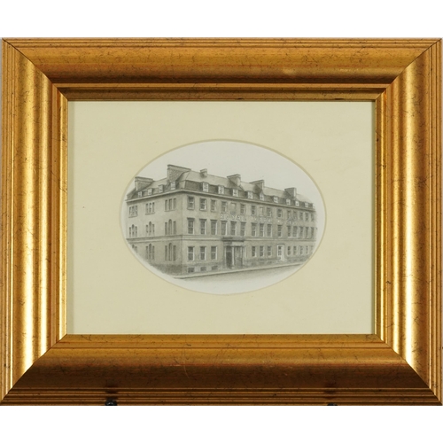 1643 - A E T Barbosa - The Royal York Hotel, Bath, oval pencil, various pencil inscriptions verso, mounted,... 