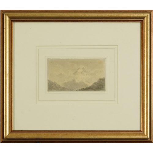 1642 - Attributed to Amos Green - Mountainous landscape, monochrome pencil and watercolour, mounted, framed... 