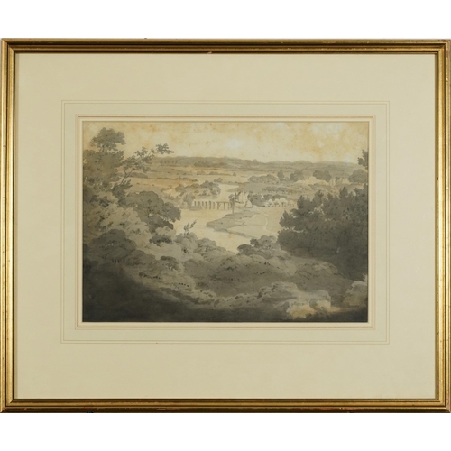 1301 - William Havell - Caversham Bridge, Reading, early 19th century English pencil and watercolour, Abbot... 