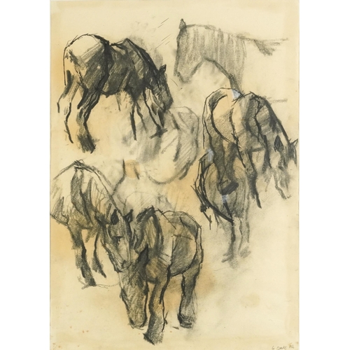 1699 - Geoffrey Clarke 1956 - Horse studies, mid 20th century mixed media, inscribed in pencil verso, Rome ... 