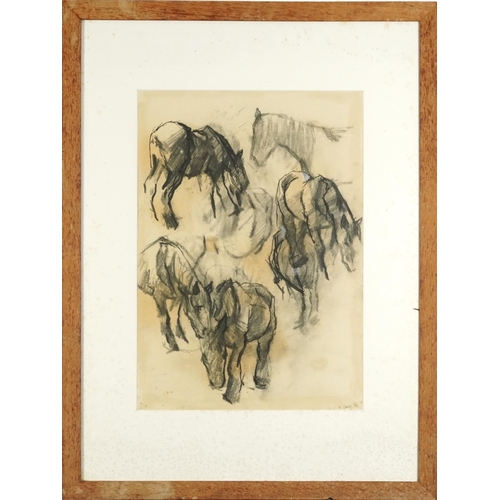 1699 - Geoffrey Clarke 1956 - Horse studies, mid 20th century mixed media, inscribed in pencil verso, Rome ... 