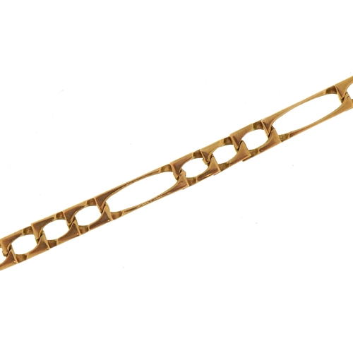 2293 - 9ct gold square Figaro link bracelet, 20cm in length, 11.6g