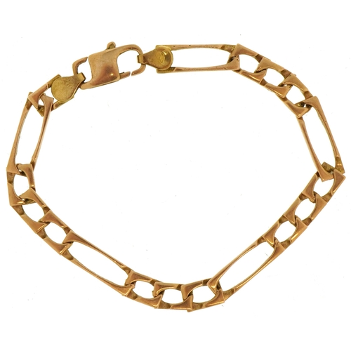 2293 - 9ct gold square Figaro link bracelet, 20cm in length, 11.6g