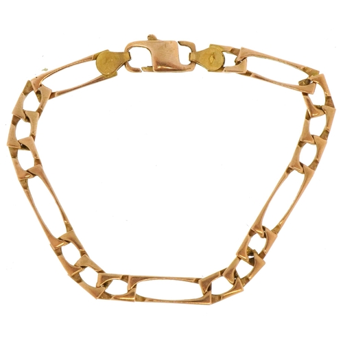 2293 - 9ct gold square Figaro link bracelet, 20cm in length, 11.6g