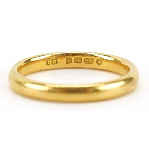 2062 - 22ct gold wedding band, London 1936, size J/K, 3.0g