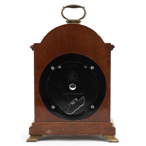 1157 - Tempus Fugit, mahogany cased Elliott mantle clock, 18cm high