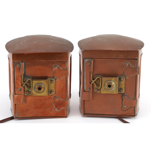 361 - Pair of vintage copper masthead ship's lanterns, each 14cm high