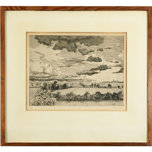 1334 - Panoramic landscape, pencil signed French print in colour, limited edition 6/60, indistinctly signed... 