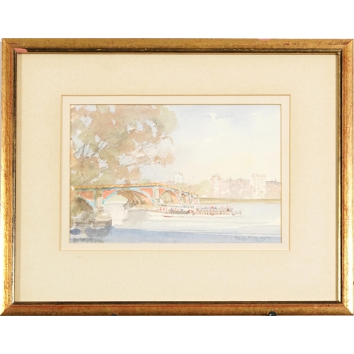 1441 - Terry McKivragan, Albert Bridge from Battersea Park and Battersea Bridge, pair of watercolours, each... 