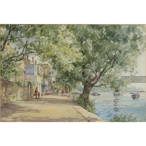 1697 - Ashton Cannell - Strand on the The Green, Chiswick, watercolour, The Wapping Group of Artists inscri... 