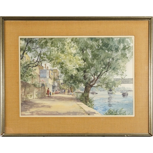 1697 - Ashton Cannell - Strand on the The Green, Chiswick, watercolour, The Wapping Group of Artists inscri... 