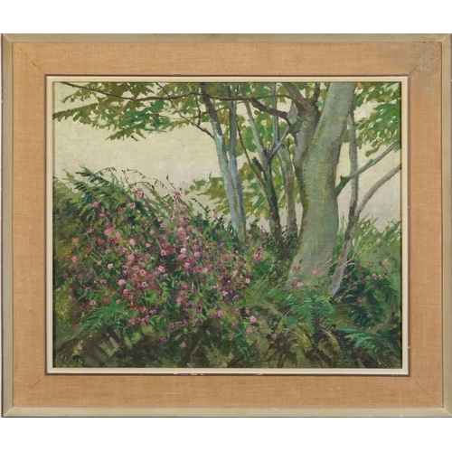 1304 - William Henry Innes - The Hedgerow, signed oil on board, At the Mall Galleries label and details ver... 