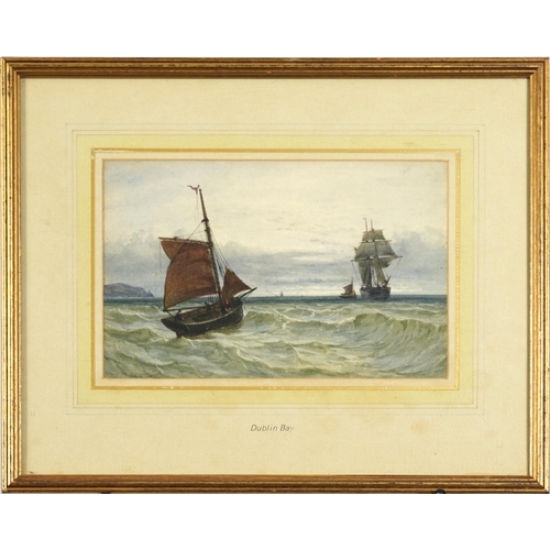 1448 - Dublin Bay, 19th century watercolour, indistinctly inscribed Dublin Bay and signed Branfhan?, mounte... 