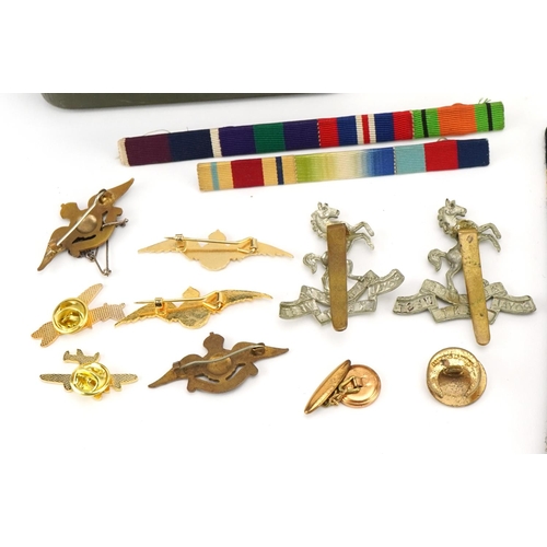 667 - Militaria including RAF sweetheart brooches and Royal West Regiment box