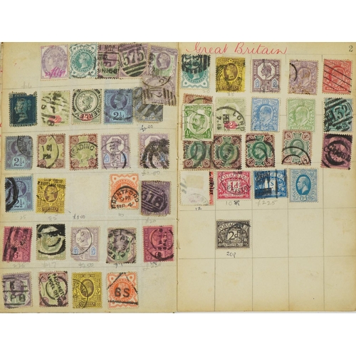 582 - 19th century and later British and world stamps arranged in three albums including Penny Red, Tuppen... 