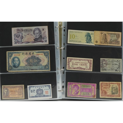 560 - Collection of world bank notes arranged in an album