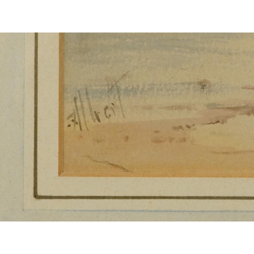 1379 - Albert Ernest Markes - Coastal scene with seagulls and ships, late 19th century watercolour, chalk m... 