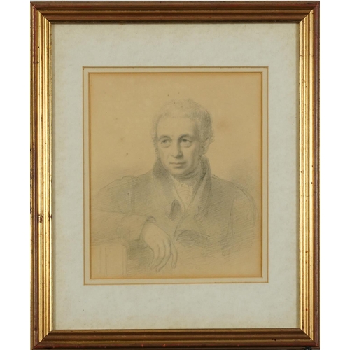 1292 - Head and shoulders portrait of a gentleman wearing a jacket, late 18th/early 19th century pencil, mo... 