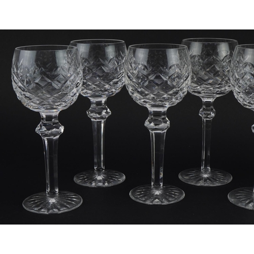 394 - Set of eight Waterford Crystal Powerscourt hock glasses, each 18.5cm high