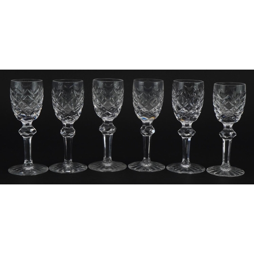 398 - Set of eight Waterford Powerscourt Crystal sherry glasses, each 11.5cm high